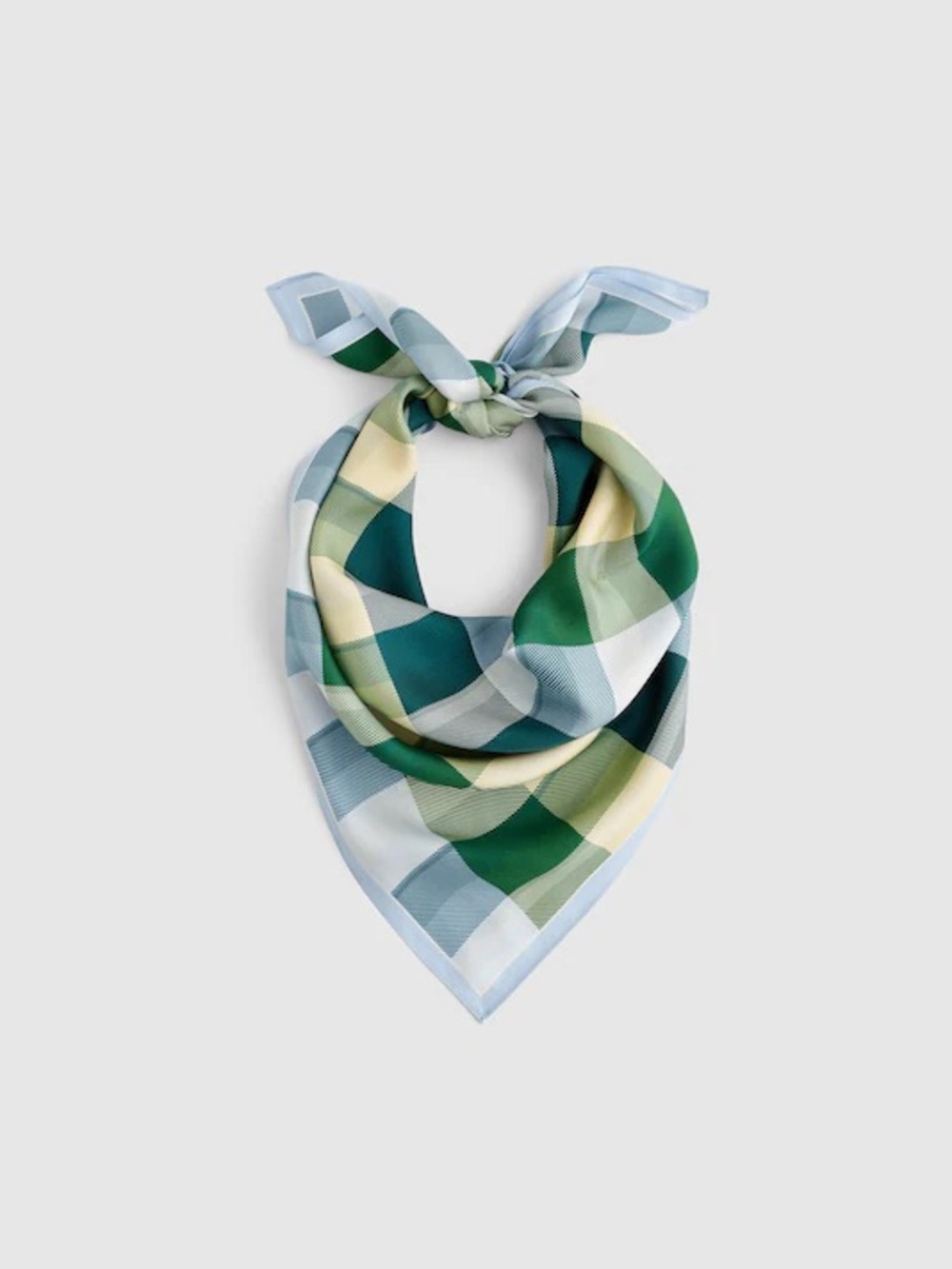 NWT Madewell Medium Silk Bandana Scarf Summer Madras Soft Blue 31.5"
